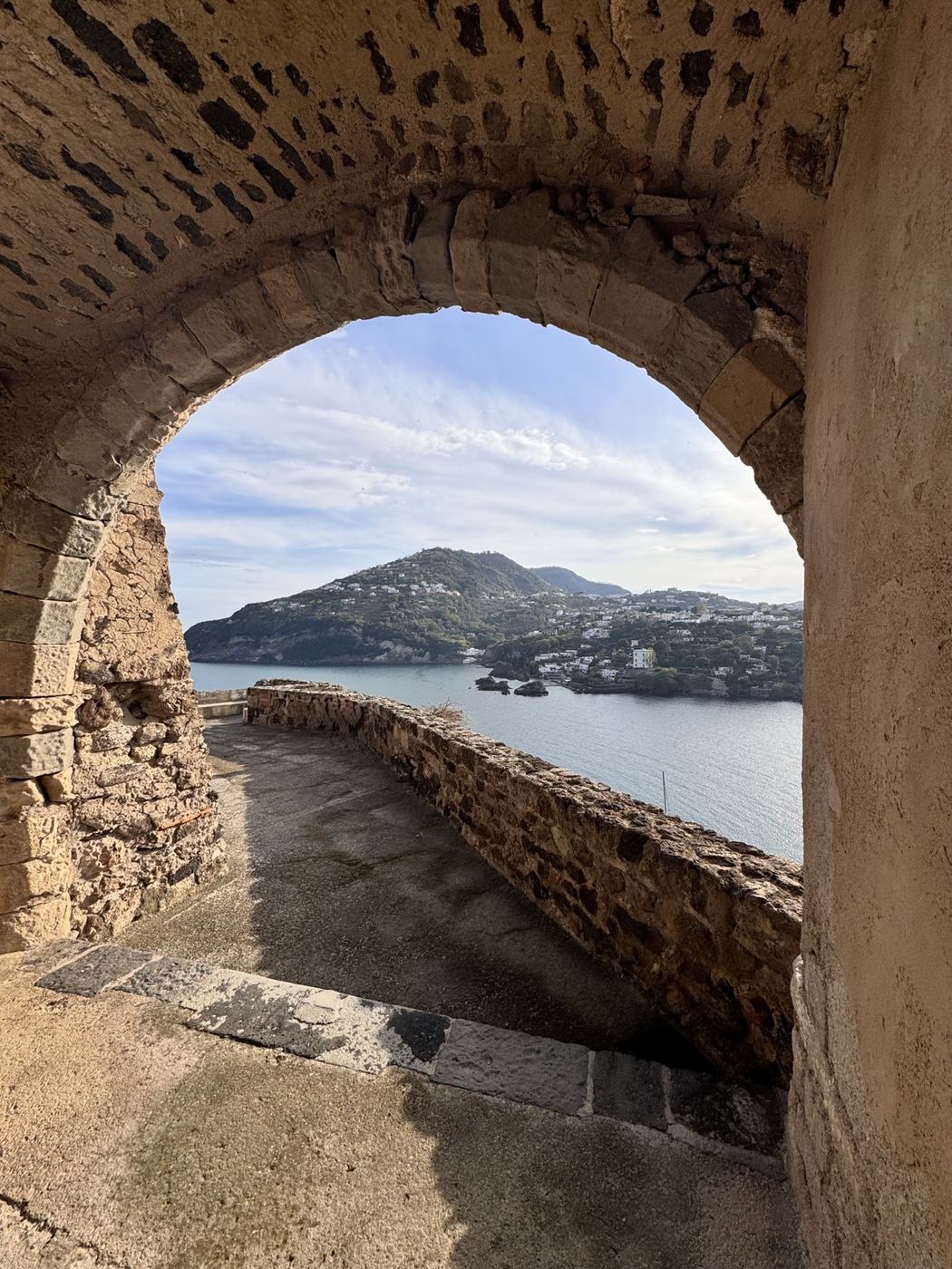 View from an archway inside Aragonese Castle